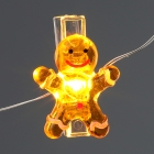 15 LEDs Gingerbread Men , Clips  Silver Copper Wire String Lights