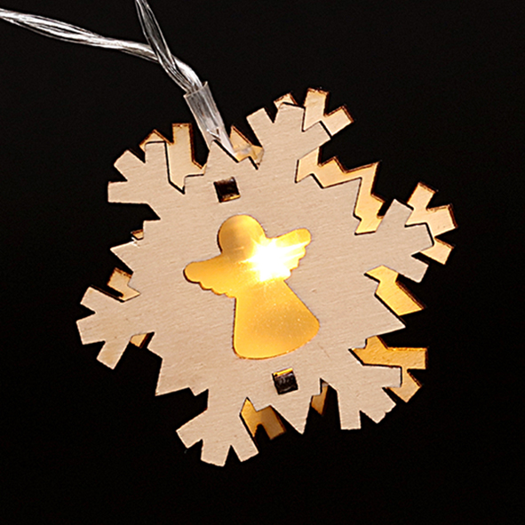 Wooden Christmas Snowflake Shape String Lights