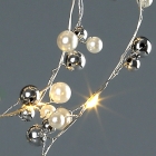 White & silver Pearl Motif Led String Lights ,  Silver Copper Wire