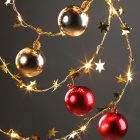 LED Copper Wire String Lights with Star and Bell  (Gold, Silver, Red)