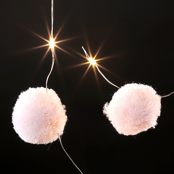 White Pom Pom ,Led Copper Wire String Lights