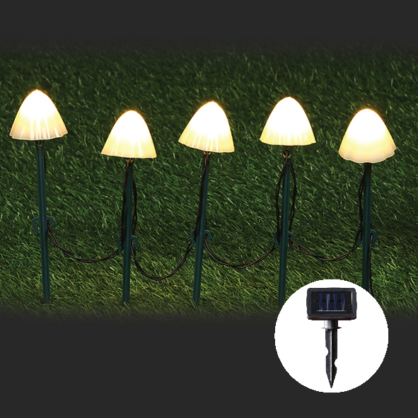 Solar mushroom 5 Led Garden Lights