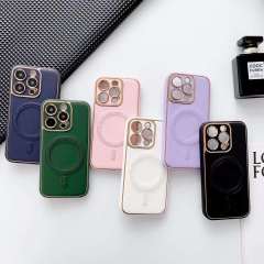 New Fine Hole Plating Magnetic Wireless Charger TPU Case For iPhone 11-14 Pro Max