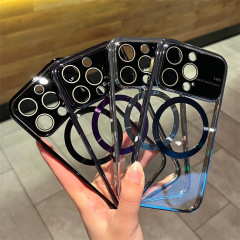 New Large Magnetic Window Transparent Back PC Case For iPhone 12-14 Pro Max