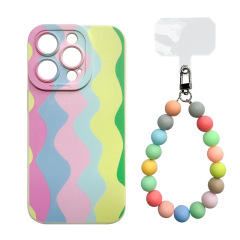 Rainbow TPU phone case With Chain For iPhone 7-14 pro max