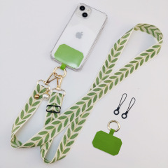 Mobile phone strap lanyard long crossbody shoulder chain pearl pendant pendant adjustable neck wide cloth shell cross-border