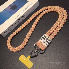 Mobile phone lanyard crossbody ponytail braided rope ins outdoor mobile phone strap ladies long travel tourism shopping