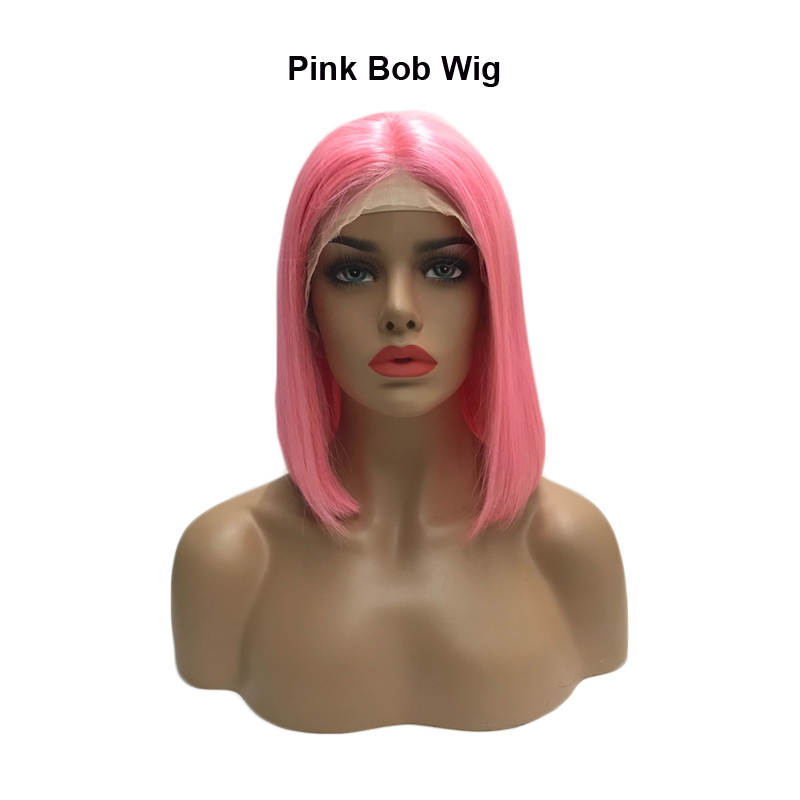 straight pink bob wig