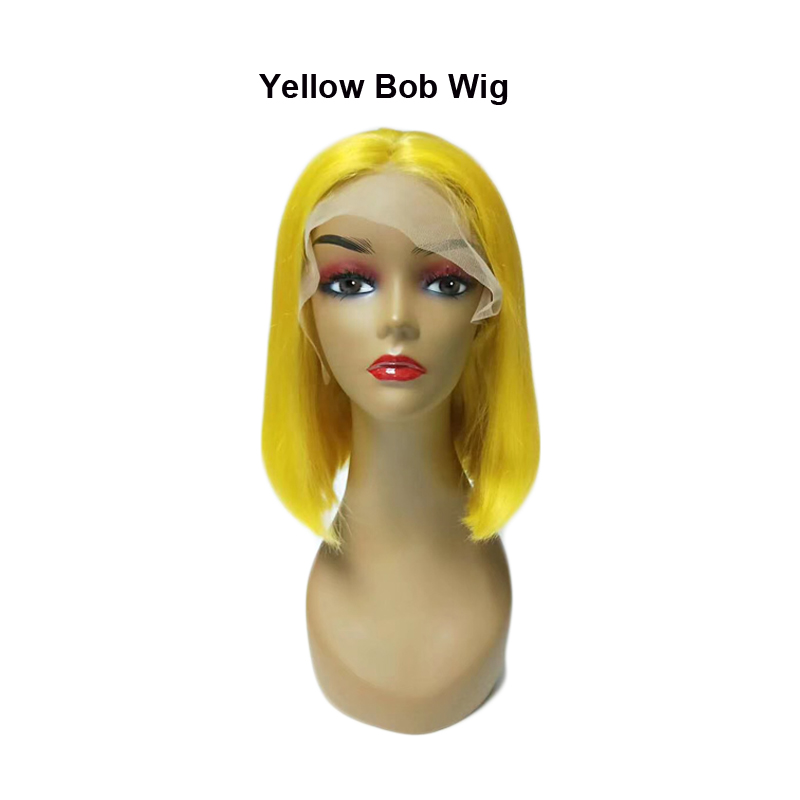 straight yellow bob wig