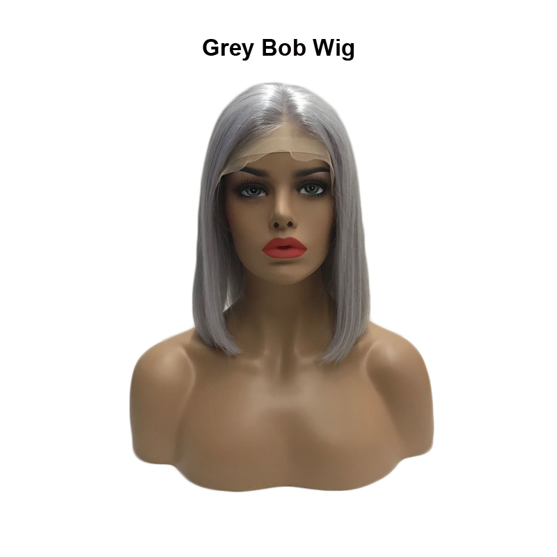straight grey bob wig