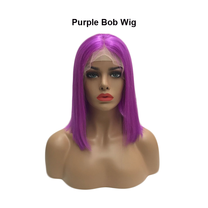 straight purple bob wig