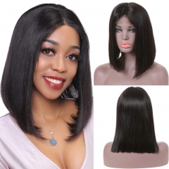 Virgin Straight Deep Part Bob Lace Closure Wigs Human Hair Short Bob 150 Density T Lace Wigs Pre Plucked Natural Hairline