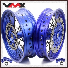 VMX 3.5/5.0 Motorcycle Supermoto Wheels Blue Rim Fit YAMAHA YZ250F YZ450F 03-20 Black Spoke Disc