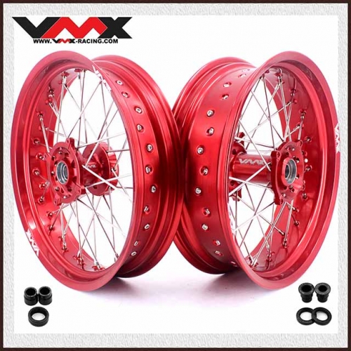 VMX 3.5/5.0 Motorcycle Supermoto Wheels Fit HUSQVARNA TE/TC/TXC/SMR 2001-2011 Red Rim
