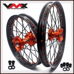 VMX 19/16 Kid's Big Wheel Compatible with KTM85 SX 2003-2020 Black Spoke Orange Nipple