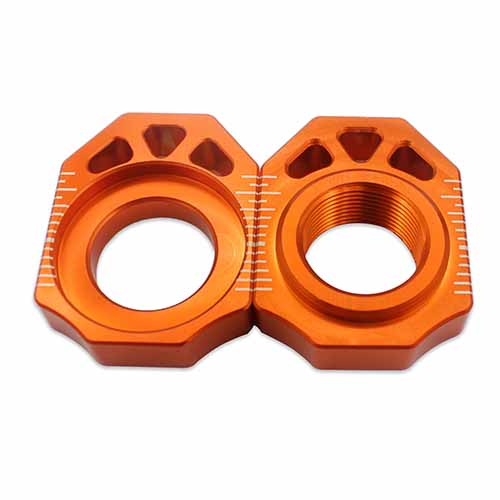 CNC Axle Blocks Chain Adjuster Compatible with KTM SX SXF XC XCF 125cc-450cc Orange 25MM