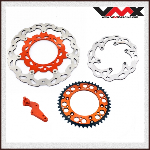 VMX Front Rear Disc, Rotors, Adapter, Sprocket Compatible with KTM Old model 81mm Orange