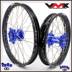 VMX 21/19 MX Wheels Set Fit YAMAHA YZ125 YZ250 YZ250F 2001-2023 YZ450F Blue Hub Black Rim