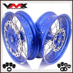VMX 3.5/5.0 Motorcycle Supermoto Street Stunt Wheels Disc Fit HUSABERG FE FC 2004-2014 Blue Rim