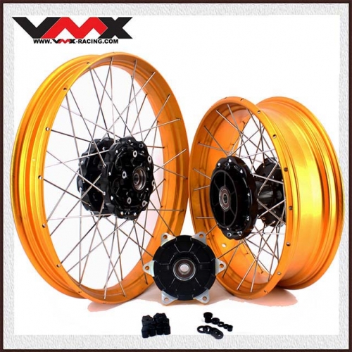 VMX Fit BMW F800GS 2008-2020 Tubeless Wheels 2.15*21"/4.25*17" Rims Black Hub Gold Rim