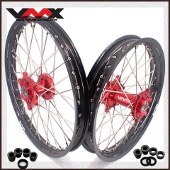 VMX 21/19 MX Racing Motorcycle Wheel Rims Set Compatible with KTM SXF XC-F 250 350 2003-2024 Red Hub