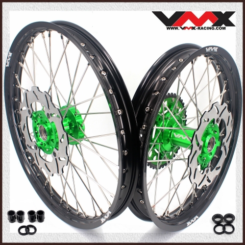 VMX 21/19 MX Wheels Rims Set With Disc Fit KAWASAKI KX250F KX450F 2006-2018 Green Hub