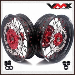 VMX 3.5/5.0 Motorcycle Supermoto Wheel Rim Set With Disc Set Fit HONDA CRF250R CRF450R 02-13 Red/Black
