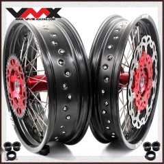 VMX 3.5/5.0 Motorcycle Supermoto Wheel Set Fit HONDA CRF250R CRF450R 2013-2024 Red Hub With Disc