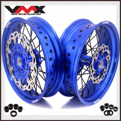 VMX 3.5/5.0 Supermoto Dirt Bike Wheel Rims Fit HUSQVARNA 2014-2024 TE TC FE FC Blue Rim Black Nipple