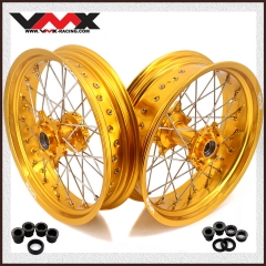 VMX 3.5/5.0 Supermoto Wheels Rims Compatible with KTM EXC SXF XCF 125cc-530cc Gold Hub/Rim