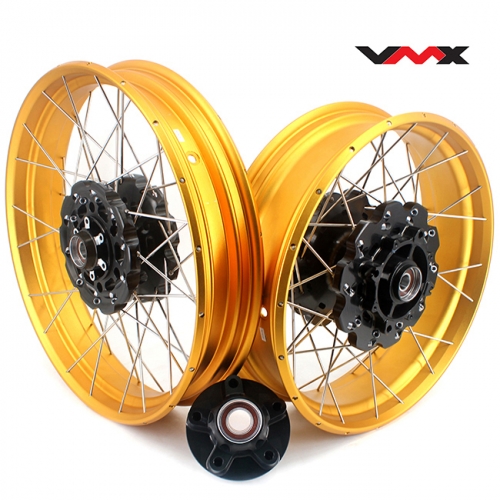 VMX Fit Honda Africa Twin CRF1000L 2016-2020 Tubeless Wheels 2.15*21"/4.25*18"  Gold Rim Black Hub