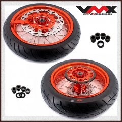 VMX 3.5/5.0 Motorcycle Supermoto Cast Wheels CST Tire Compatible with KTM EXC SXF 2003-2024 Orange Rim