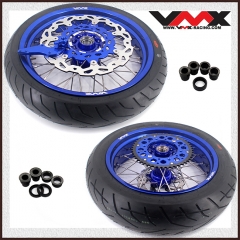 VMX 3.5*17"/5.0*17" Motorcycle Supermoto Casting Wheels With CST Tire Fit HUSQVARNA TE TC FE FC 2014-2024 Blue Rim