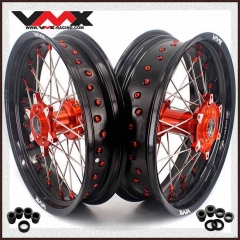 VMX 3.5/5.0 Motorcycle Casting Supermoto Wheels Rims Fit KTM SX-F EXC 2003-2024 Orange Nipple