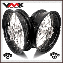VMX 3.5/5.0 Motorcycle Casting Supermoto Wheels Compatible with KTM SX-F EXC 250 500 530 Silver Hub