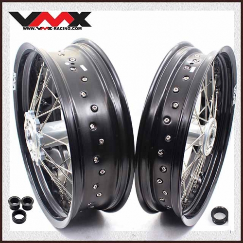 VMX 3.5/5.0 Motorcycle Supermoto Wheels Rim Set Fit TM Bike 2015-2024  Silver Hub