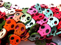 wholesale turquoise semi precious skeleton skull flat multicolor assortment jewelry beads 13x18mm --