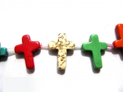 wholesale 12x16mm 5strands, turquoise semi precious crosses pink yellow red purple blue black white 