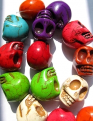 larger turquoise semi precious skeleton skull multicolor assortment jewelry beads 18x25mm 16inch/per