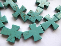bulk 30x35mm 5strands 16inch/L ,turquoise beads crosses blue green jewelry bead focal