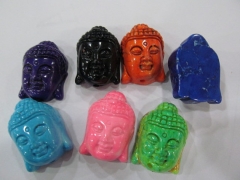 wholesale turquoise buddha carved multicolor loose beads jewelry 25x35mm 12pcs