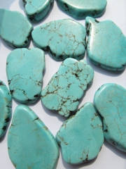 25%off--No Drilled-- 12pcs 30-60mm turquoise semi precious cabochons freeform slab blue green jewelr