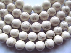 25%off--5strands 4-18mm white turquoise semi precious round ball crab matte polished loose bead