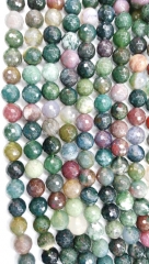 wholesale 2strands 4-16mm Natural Indian agate DIY bead Round Ball faceted green purple red rainbow 