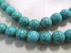 wholesale 10mm--5strands turquoise semi precious round ball aqua blue veins mixed jewelry beads 16in