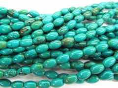 high quality 8x12mm 2strands Stabilized turquoise semi precious barrel rice loose beads