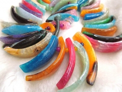 10x35-60mm full strand unique agate bead freeform curved bar rectangle multicolor jewelry beads