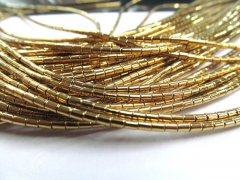 wholesale lots 2x3mm 5strands hematite tube bar gold silver mixed color bead