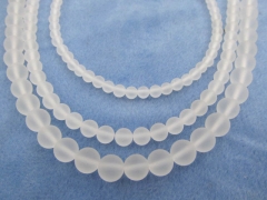 AA GRADE 4-16mm full strand natural clear white rock quartz round ball beads matte crab chain bead