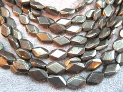 8x10 10x14 12x16mm genuine pyrite beads,freeform oval diamond faceted iron golden gemstone jewelry b